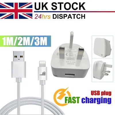 £2.79 • Buy Usb Mains Charger Fast Plug Cable Lead Iphone 14 13 12 11 Max X Xs 8 Plus 7 Ipad