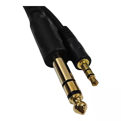 1m 3.5mm To 6.35mm 1/4  AUX Stereo Jack Audio Lead Cable Plug GOLD 6.35 • £2.19