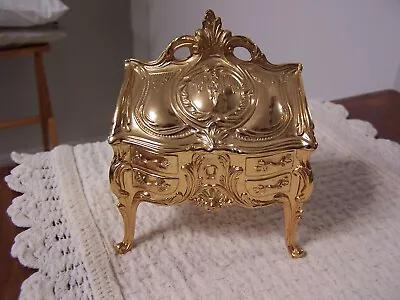 Vintage Art Nouveau Ornate Desk Trinket Jewelry Box Casket • $18