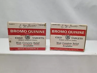 BROMO QUININE E.W. Grove Medicine Box Cold Tablets Vintage  Empty 2x2 1/2  Lot • $4.95