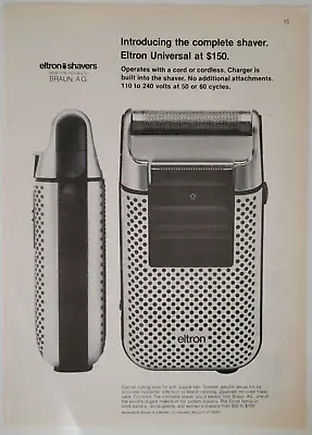 Braun Eltron Universal Electric Shaver 1982 New Yorker Ad 8x11  • $18.95