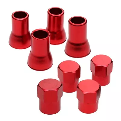 4x Red Aluminum Metal Valve Stem Caps Covers + Sleeve Chromies Car/Truck/Bicycle • $7.75