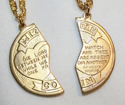 Set Brasstone Lord Watch Between Us Partners Mizpah Coin Medal Necklace Genesis • $14.99