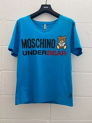 SS20 Moschino Underwear Jeremy Scott Blue Underbear Teddy Bear Cotton T-shirt • $59.40