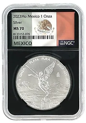 2023 Mexico 1oz Silver Libertad NGC MS70 - Black Core - Flag Label • $68.99