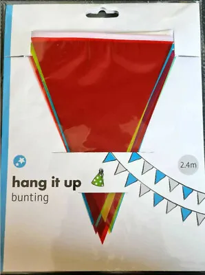 2.4 Metres All Weather Coloured Party Bunting/Flags/Pennants Home Garden New • £3.59