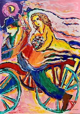 Zamy Steynovitz BICYCLE BRIDE & GROOM Limited Edition Serigraph Art 23  X 16  • $49.99