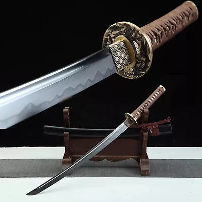 30'' Clay Tempered T10 Steel Wakizashi Japenese Samurai Sharp Practice Sword • $122.99