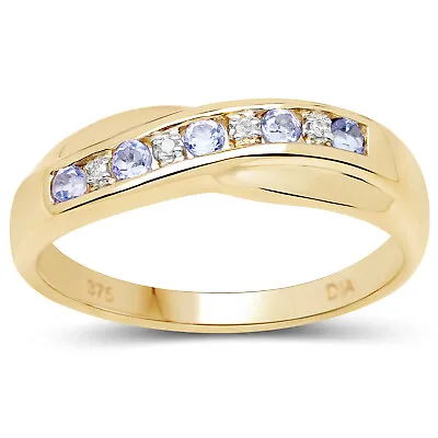  9CT GOLD 0.25ct TANZANITE & DIAMOND CHANNEL SET ETERNITY RING ALL SIZES I To X • £139.99