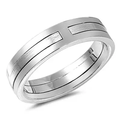 Puzzle Brushed Wedding Ring New .925 Sterling Silver Wide Band Sizes 5-12 • $20.39