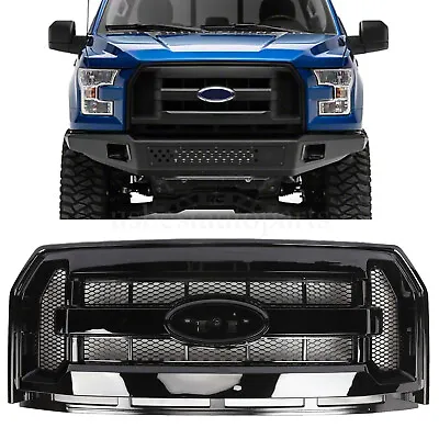 For 2015 2016 2017 F150 F-150 Front Bumper Upper Grille Grill Gloss Black • $78.89