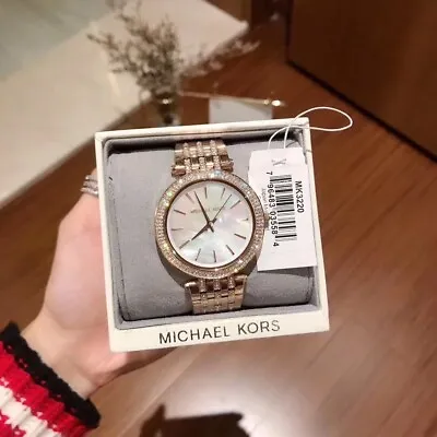 Michael Kors Darci Glitz Rose Gold-Tone Stainless Steel Bracelet Watch MK3220 • $200