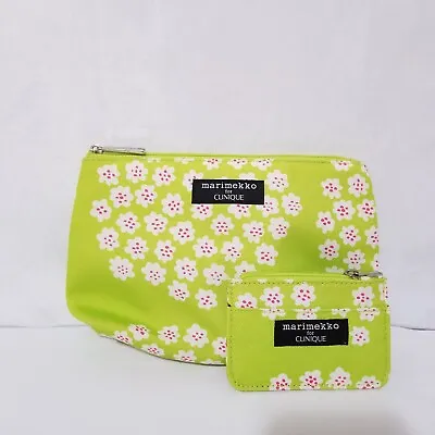 Marimekko For Clinique Makeup Pouch/Bag & Small Card Holder Green Flower Pattern • $8.90