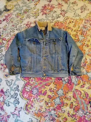 Lee Storm Rider Vintage Denim Blanket Lined Jacket Men's Large Distressed Patina • $80.90