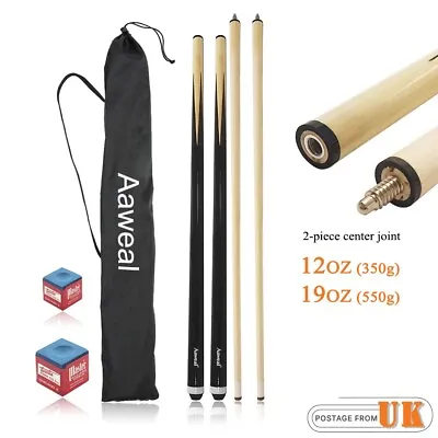 £21.99 • Buy Aaweal 57 Inch Two- Piece Pool Cue Billiard Sticks With Bag & Chalks 1/2 Jointed
