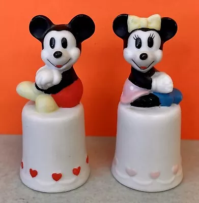 Mickey Mouse And Minnie China/porcelain Thimble Set By Schmid 2  High • $9