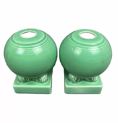 Homer Laughlin Vintage Fiesta Light Green 3 3/4  Bulb Candlesticks • $49.99