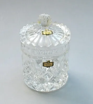 ZAJECAR 24% Lead Crystal Candy Dish Jar W/ Lid Made In Yugoslavia • $17.99