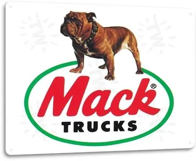 Mack Semi Truck Dealer Dog Logo Repair Garage Retro Wall Ad Decor Metal Tin Sign • $17.99