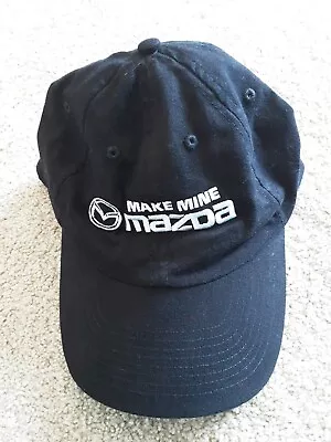Make Mine Mazda Vtg Black Cap With White Embroidered Letters/Logo By Nissun NEW • $29.95