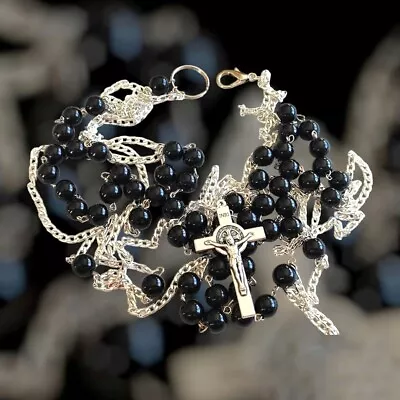  Habit Rosary Decade Belt Rosary Obsidian Waist / Wall Cross  • $39.99