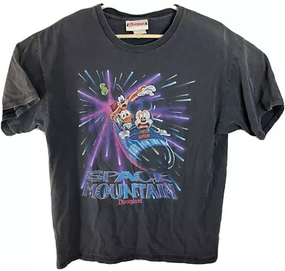 Vintage Disney World Mickey Mouse Space Mountain 90s T Shirt Black Men’s Large • $151.77