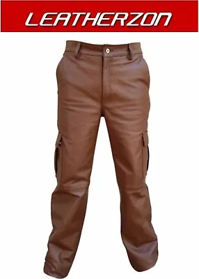 Genuine Sheep/Lambskin Leather Cargo Pant For Men With 6 Pockets Bikers Pant  • $107