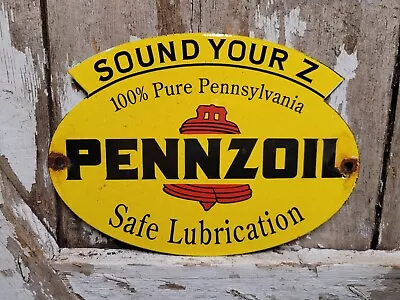 Pennzoil Vintage Porcelain Sign Old Service Station Oil Lubrication Garage Sign • $155.64