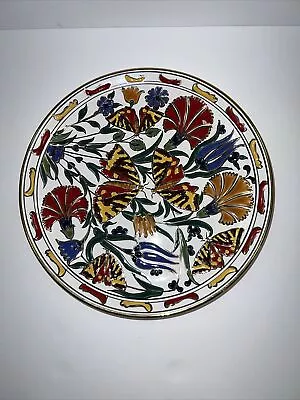 Vtg Manousakis Keramik Floral W/Butterflies Hand Made Plate Rodos Greece EUC • $15