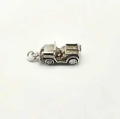 Vintage Sterling Silver 3-D JEEP CHARM Pendant Car Army Military Vehicle 925 • $17