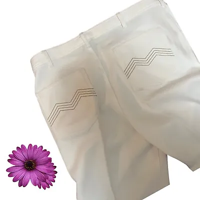 John Blair Pants 38x30 White Slacks Polyester Western Stitch Pocket Wide Leg • $21.25