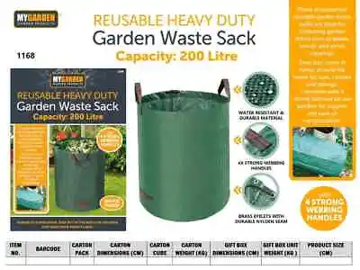 200 Litres Garden Waste Bags Large Heavy Duty Refuse Sacks With Handles 58Cm • £12.49