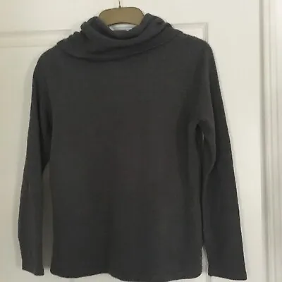 Charcoal Grey M&S Polo Neck Sweater With Side Vents UK 10 B36”/L23” VGC • £4.50