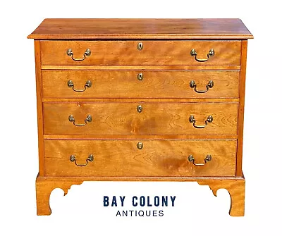 18th C Antique New Hampshire Chippendale Flame Birch Chest Of Drawers / Dresser • $3217.50