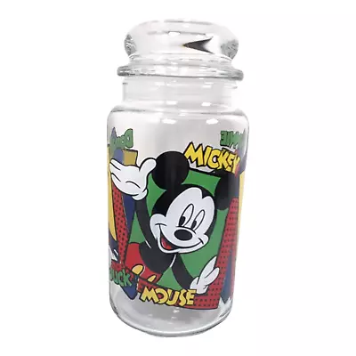 Mickey Mouse Glass Canister Jar Minnie Donald Disney Anchor Hocking Vintage • $13.91