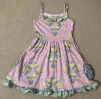 MUSTARD PIE Size 6 Girls Pink Sleeveless Floral Spring Dress • $18