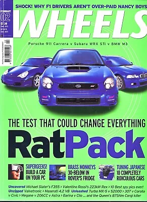 $6.59 • Buy WHEELS Magazine 2002 Feb - M3 V 911 V WRX Sti, Honda S2000 V MX-5, Lexus SC430