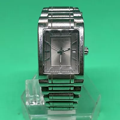 Kenneth Cole Mens Rectangular Face Stainless Steel Analog Watch (read) • $10.50
