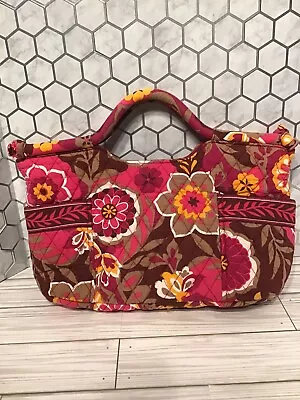 Vera Bradley The Gabby Carnaby Pink Brown Double Handle Purse Handbag Cotton • $20