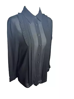 Miu Miu Chiffon Viscose Ruffle Front Sheer Long Sleeve Blouse IT 38 US 2 Women's • $140