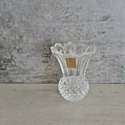 Vintage Nachtmann 24% Crystal Glass Thistle Vase Germany 6.6cm Tall With Label • $35