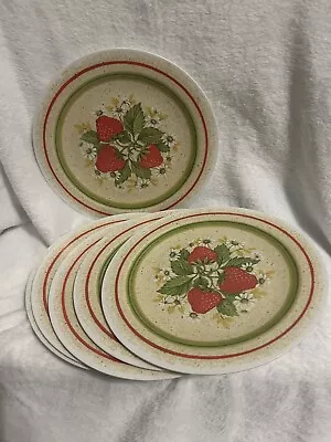 Lot Of 6 Vintage Nhp Artisan Ware Melamine Dinner Plates Strawberry 10” • $35