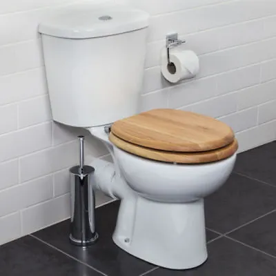 Croydex Flexi-Fix Rutland Toilet Seat Soft Close Solid Oak Wood Quick Release • £56.90
