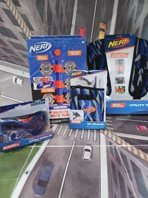 Nerf Elite Protection & Accessories Lot Goggles Holster Vest & Target NEW  • $75