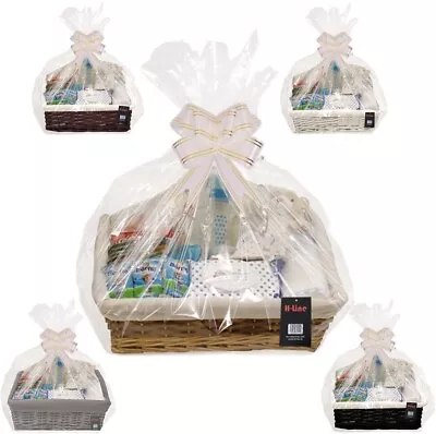 Make Your Own Hamper Wicker Wine Food Basket Cellophane Bow Easter Gift Set Kit • £39.99