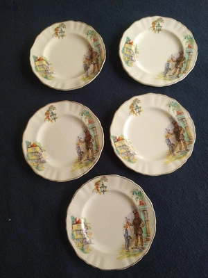 $40 • Buy VINTAGE SUNSHINE 5 Side Plates  J&G MEAKIN  ENGLAND 