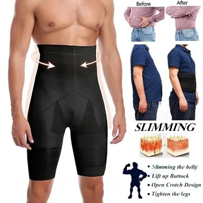 Mens Compression High Waist Slimming Shorts Tummy Control Body Shaper Pants • $12.79