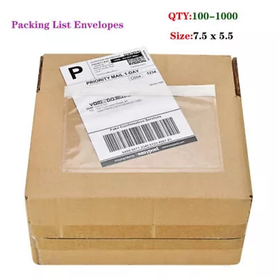 Clear Packing List Invoice Label Pouches Shipping Envelopes Adhesive 7.5x5.5 6x9 • $10.66