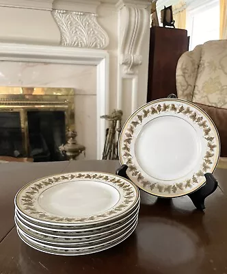 Seven Gilt Rim Limoges Ceralene Vineyard Pattern Porcelain 6.5  Bread Plates • $48