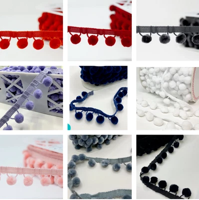 £2.25 • Buy Pom Pom Trimming By The Metre 15mm Balls Crafts Sewing Cushions Trim